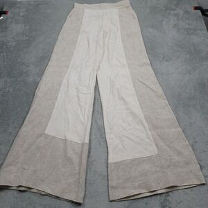 A‎ Line Pants Womens Small Brown Linen Wide Leg Designer Portugal